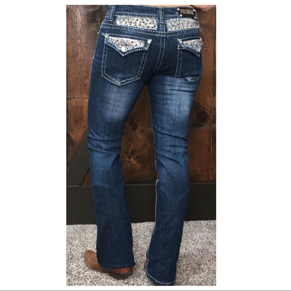 Bootcut western cowgirl jeans w/sequins